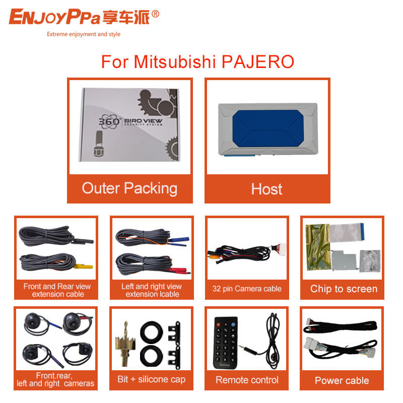 1GB  LPDDR4 360 Vehicle Camera System For Mitsubishi PAJERO LCD Screen Bird View DVR