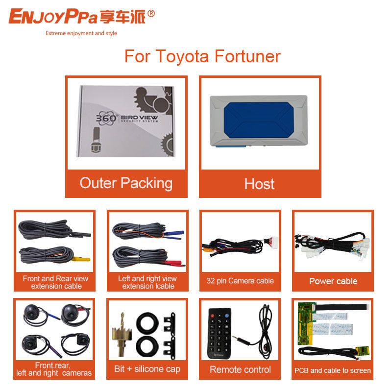 Touchscreen 360 Car Security Camera System For Toyota Fortuner  Easy To Install
