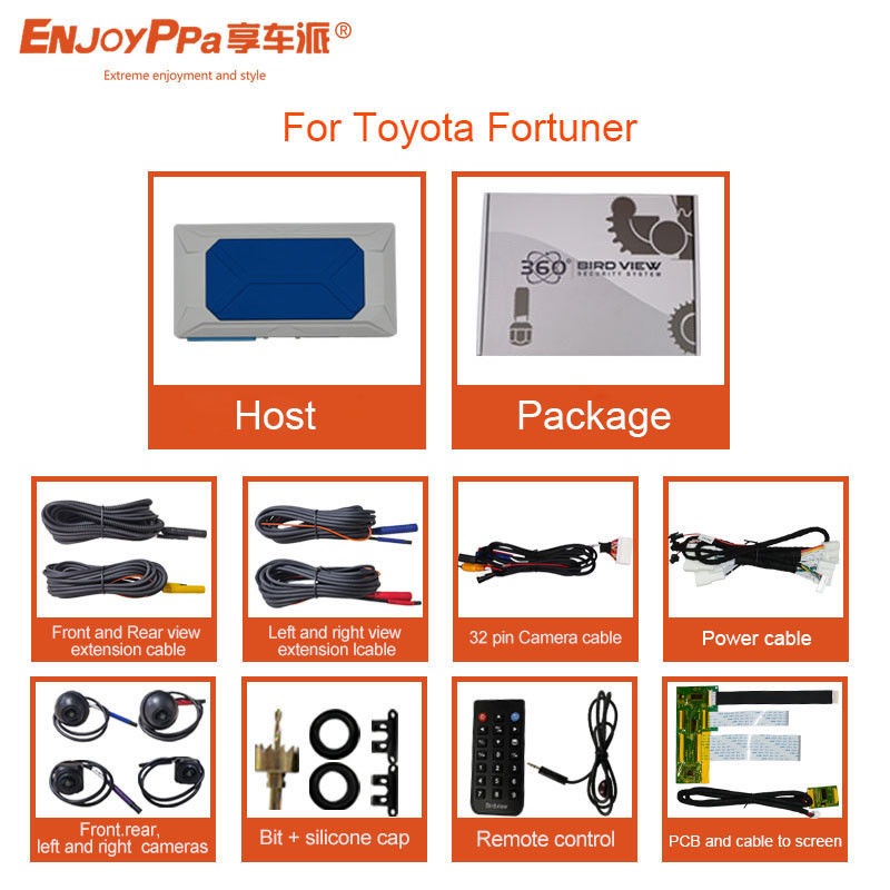 ABS Material 360 Degree Car Camera System For Toyota Fortuner  Wire Connection