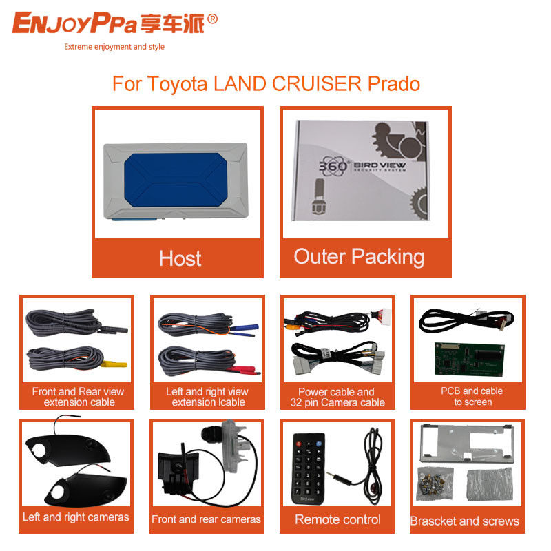 7 Inches Car 360 View Camera System For Toyota Prado With HD Night Vision