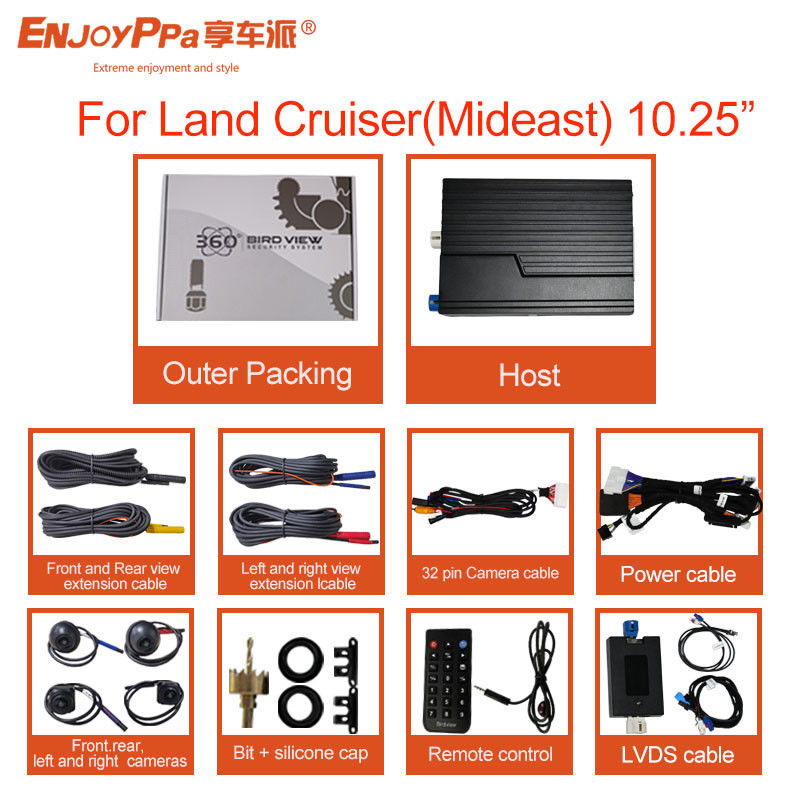 Parking Assistance 360 Car Camera System For Toyota Land CRUISER 10.25 Inch