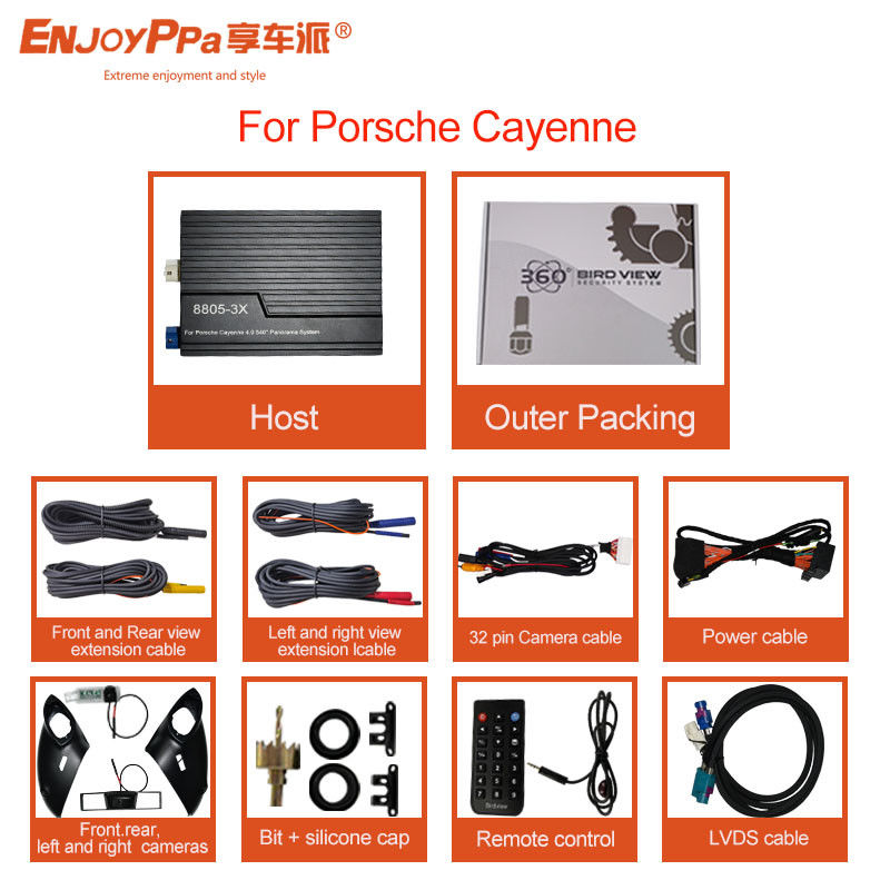 Water Proof 360 Car Camera System For Porsche Driving Recorder Surrounding Views