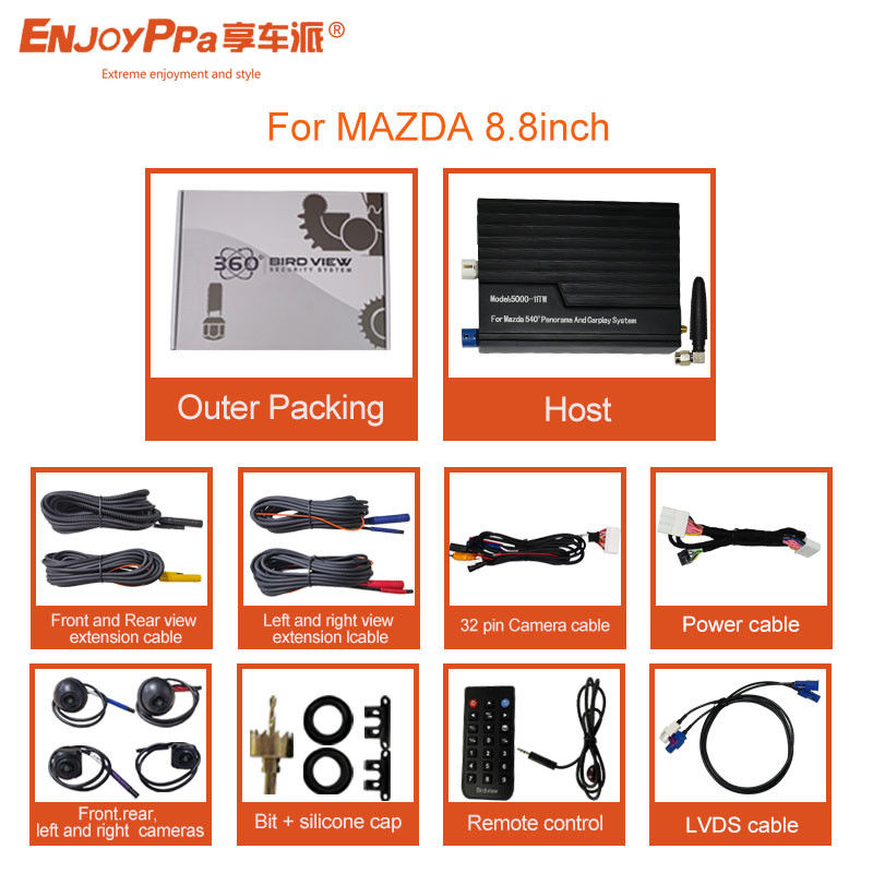 Waterproof HD Night Vision 360 Car Camera System For Mazda 8.8Inch Screen