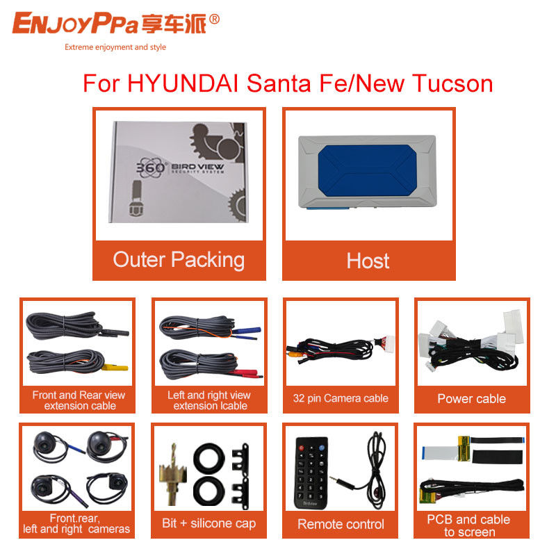 360 Degree Bird View Car Camera System For HYUNDAI Santa Fe With 4 Wide Angle Cameras