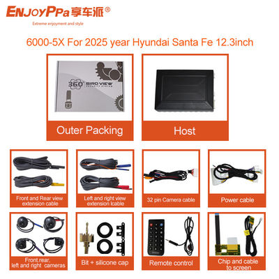 1080P Resolution 360 Car Camera System Loop Video Recording For Hyundai Santafe 12.3inch